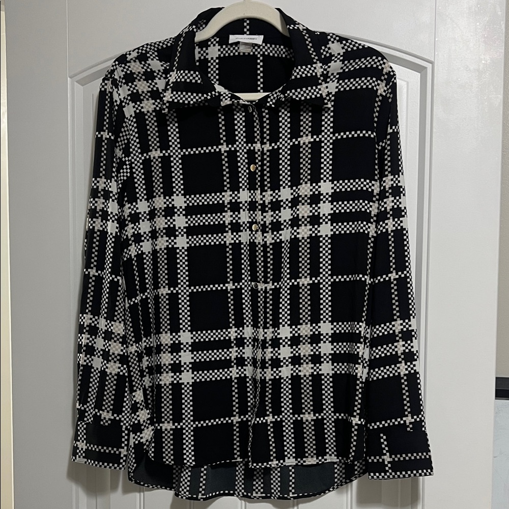 Calvin Klein Black and White Checkered Shirt